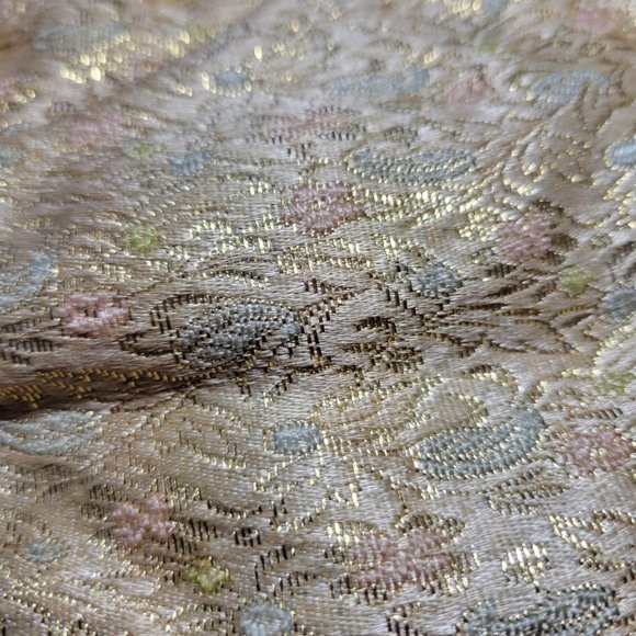 MCM Vintage Brocade Clutch Evening Bag Gold Pink Blue  Purse - Picture 2 of 8